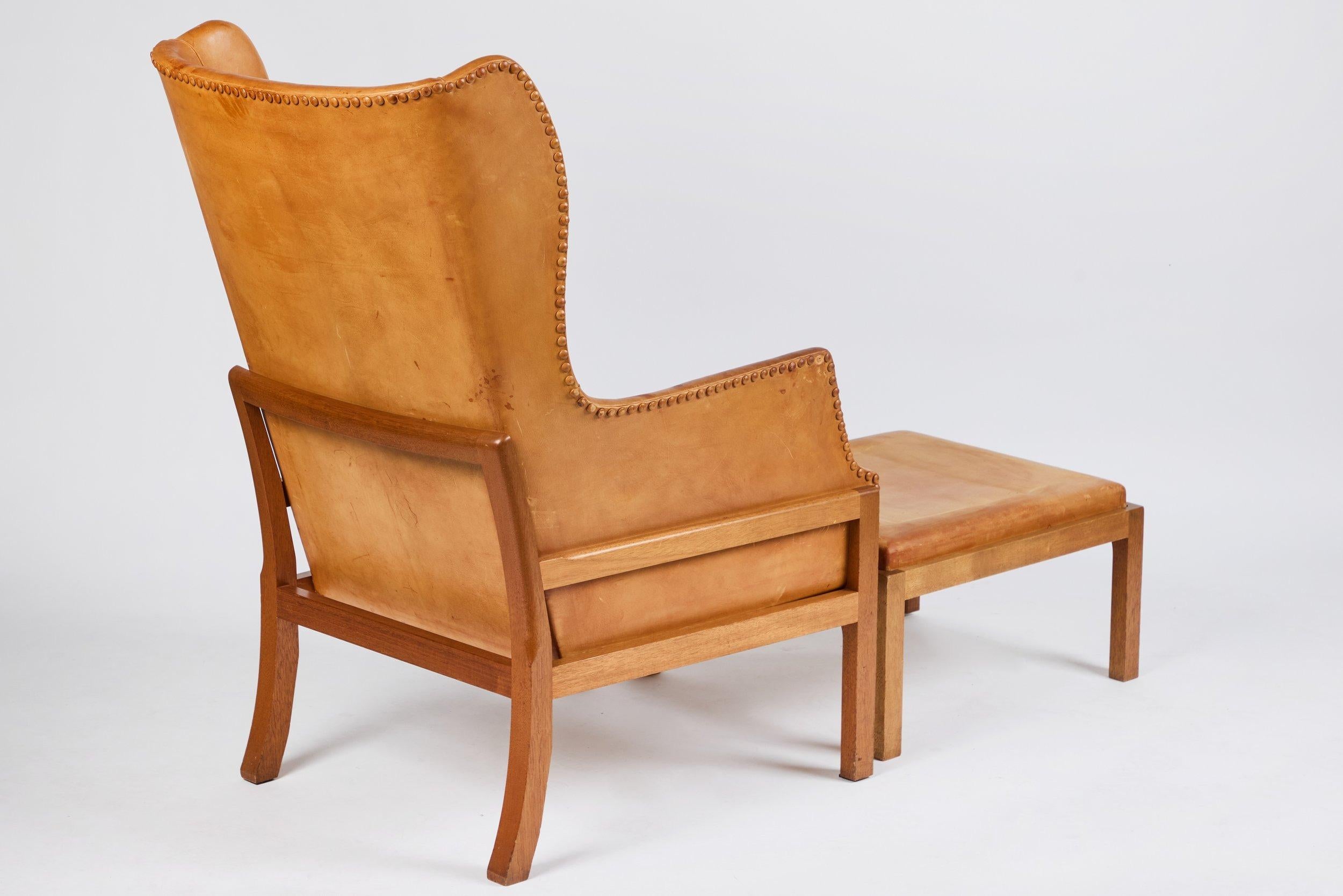 Mogens Koch Wingback Chairs and Ottomans For Sale 14
