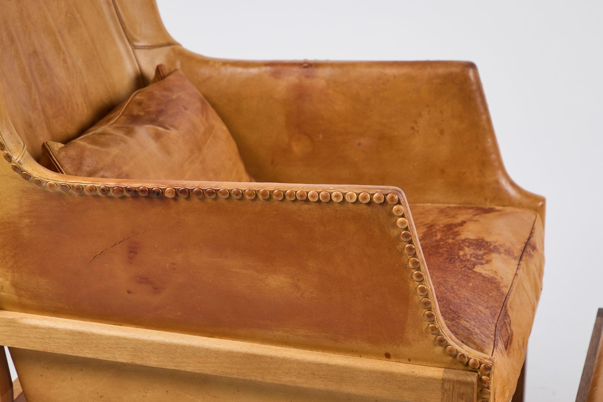 Mogens Koch Wingback Chairs and Ottomans For Sale 2