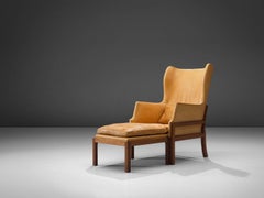 Mogens Koch Wingback Lounge Chair in Mahogany and Cognac Leather