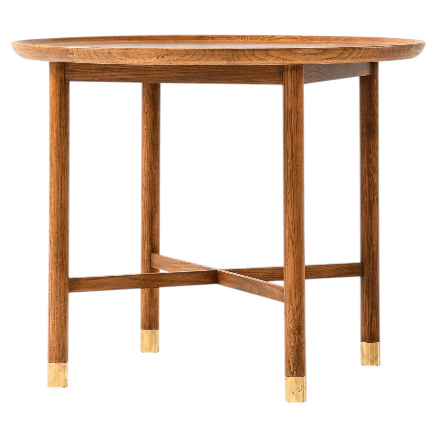 Pre-owned Mogens Lassen Attrib. Coffee Table In Brass, Elm, Walnut By K. Thomsen, 1940s In Brown