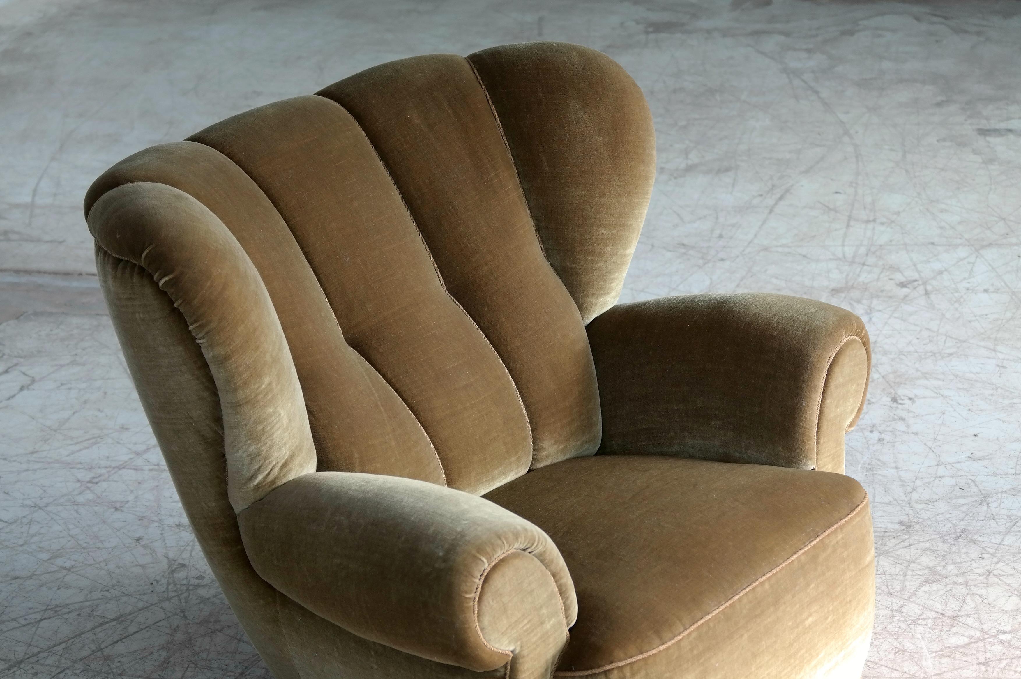 Mogens Lassen Attributed 1940s Danish Large Size Club or Lounge Chair 1