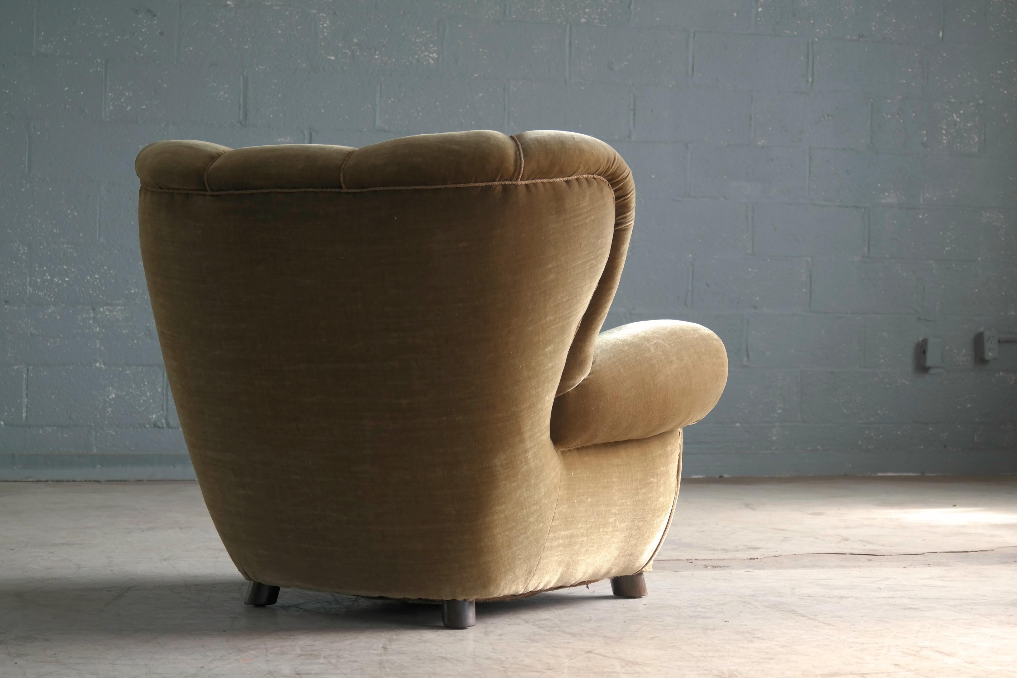 Mogens Lassen Attributed 1940s Danish Large Size Club or Lounge Chair 2