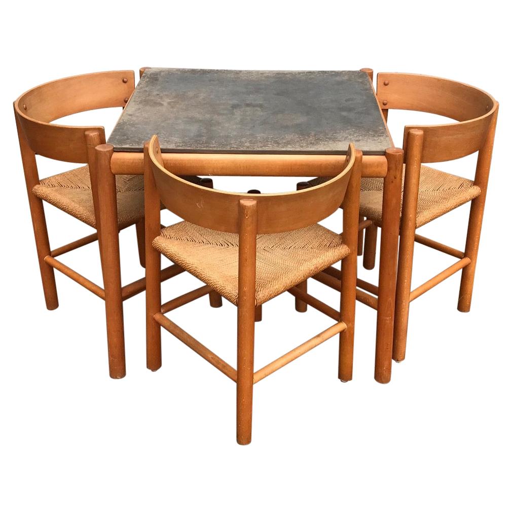 Table de salle à manger et chaises en hêtre Mogens Lassen pour Fritz Hansen, années 1960