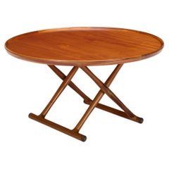 Grande table basse égyptienne pliante en acajou de Cuba Mogens Lassen Danemark, années 1940