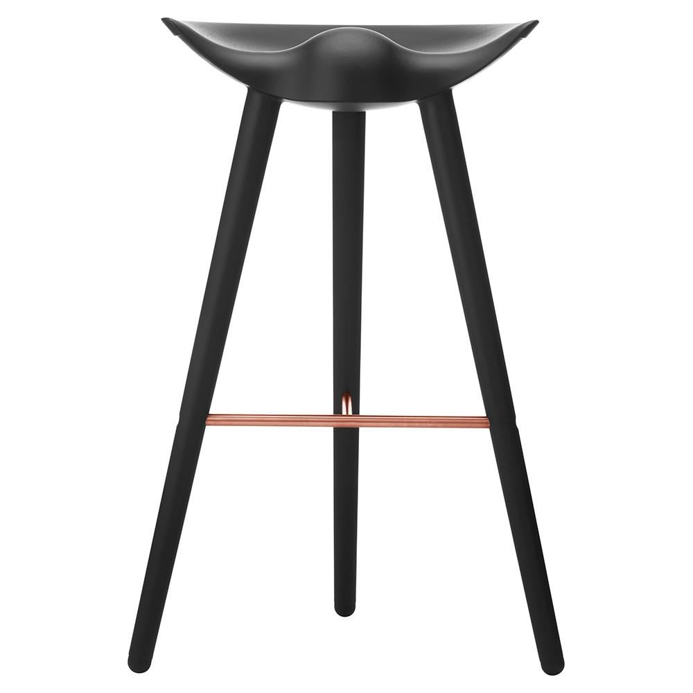 Moderne Mogens Lassen ML 42 Tabouret de comptoir en hêtre teinté noir en acier inoxydable pour Audo en vente