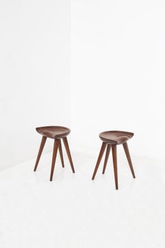 Mogens Lassen Pair of Carved Wooden Stools