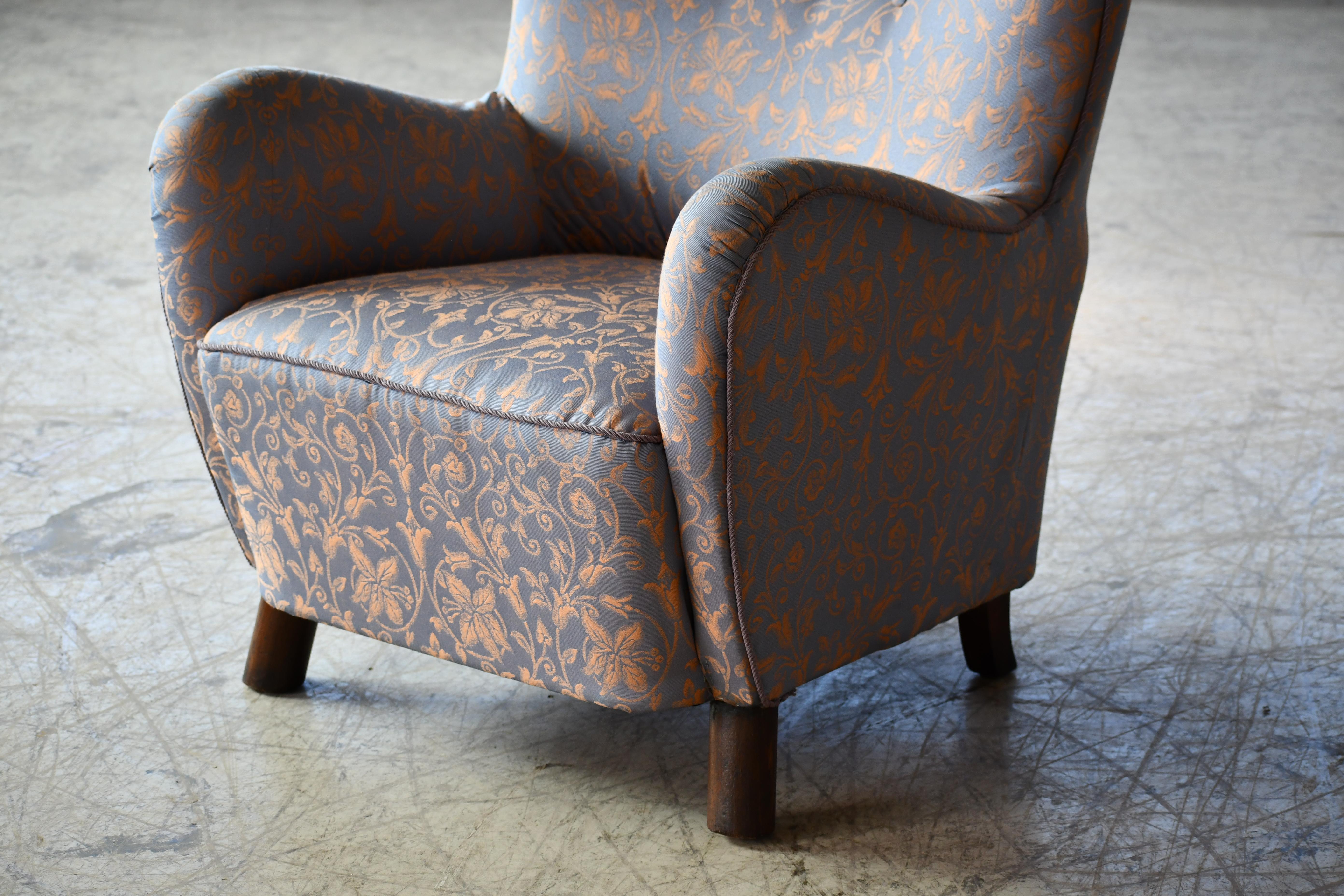 Mid-Century Modern Mogens Lassen Style Danish 1940s Highback Lounge Chair  For Sale