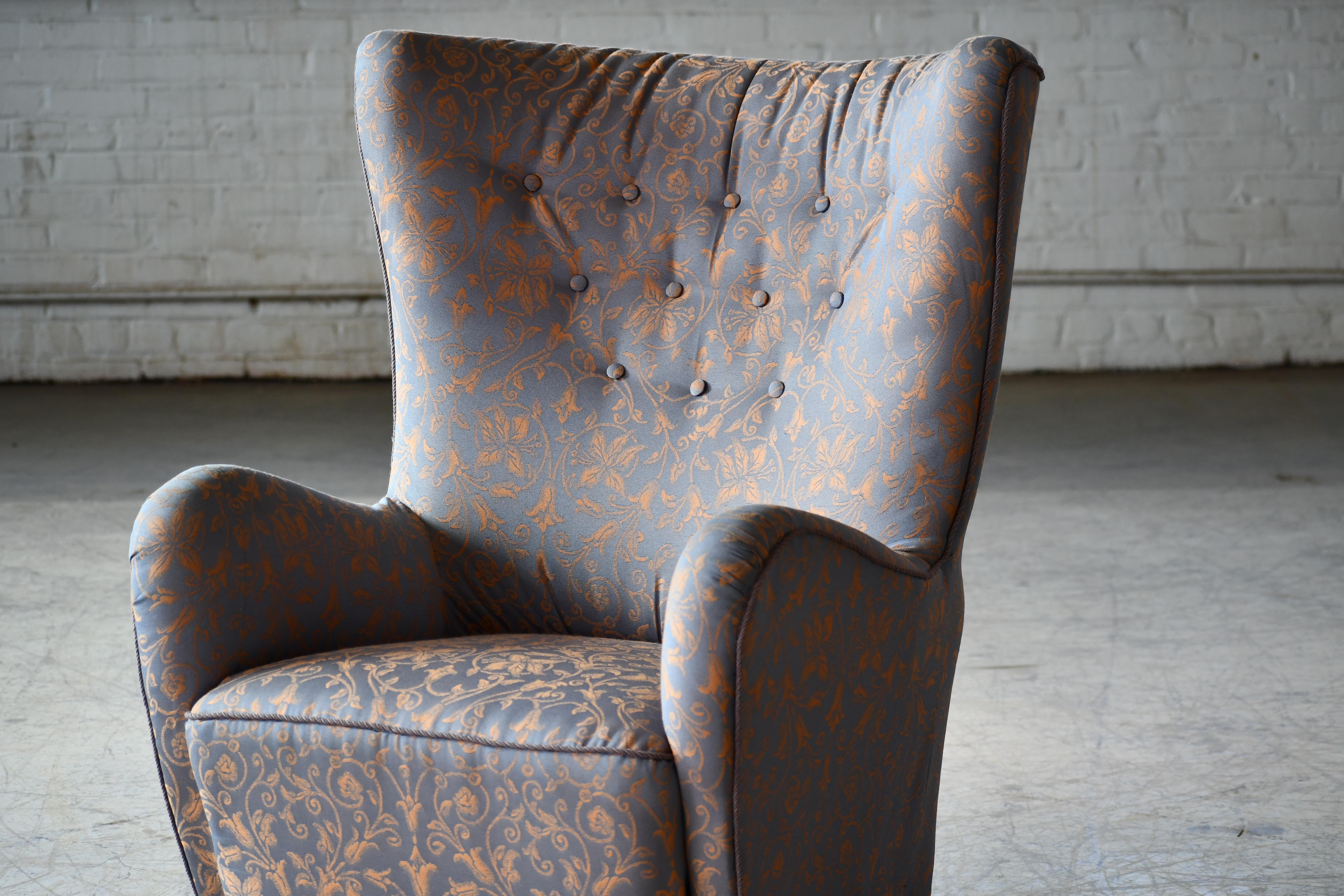 Mogens Lassen Style Danish 1940s Highback Lounge Chair  In Good Condition For Sale In Bridgeport, CT