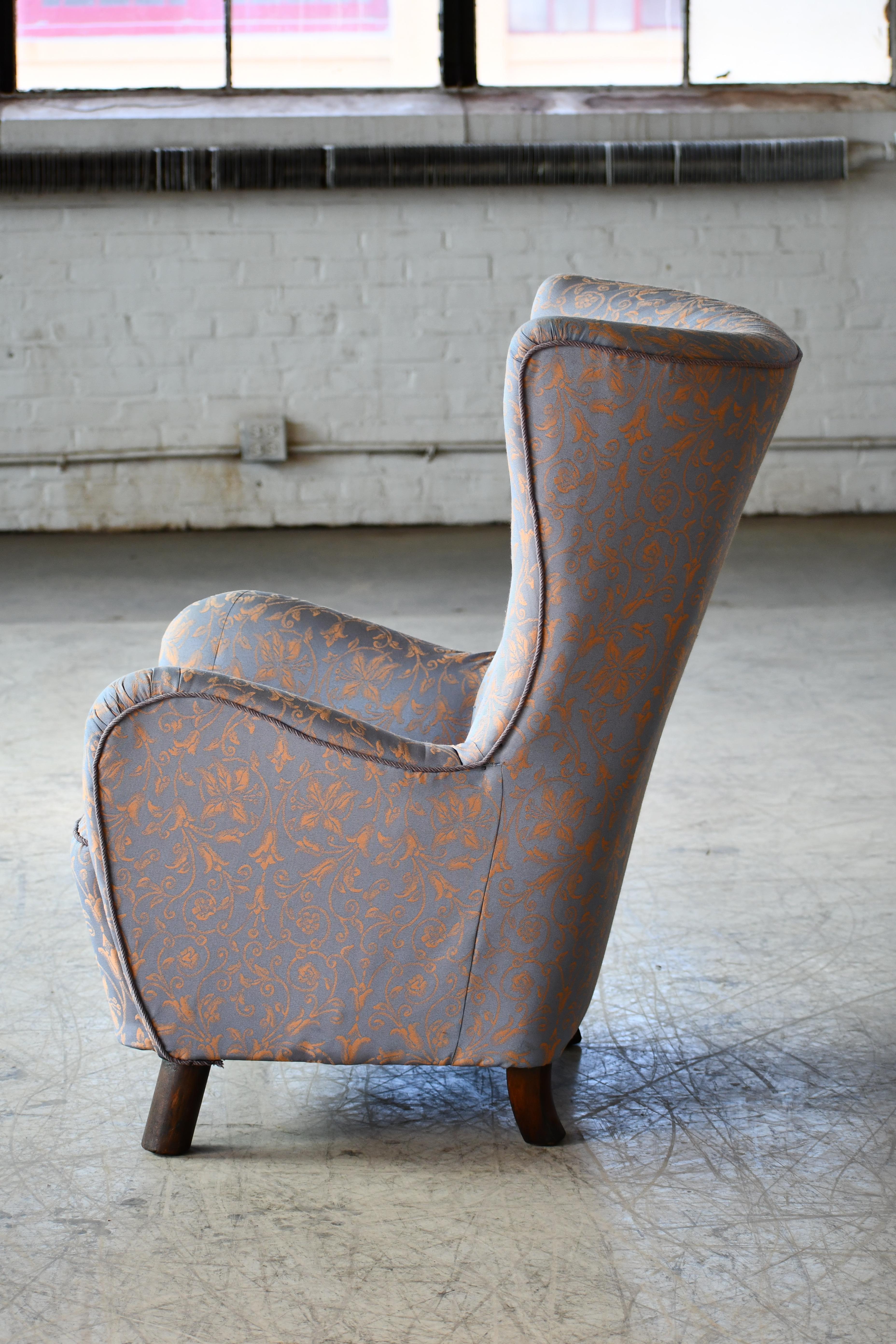 Wool Mogens Lassen Style Danish 1940s Highback Lounge Chair  For Sale