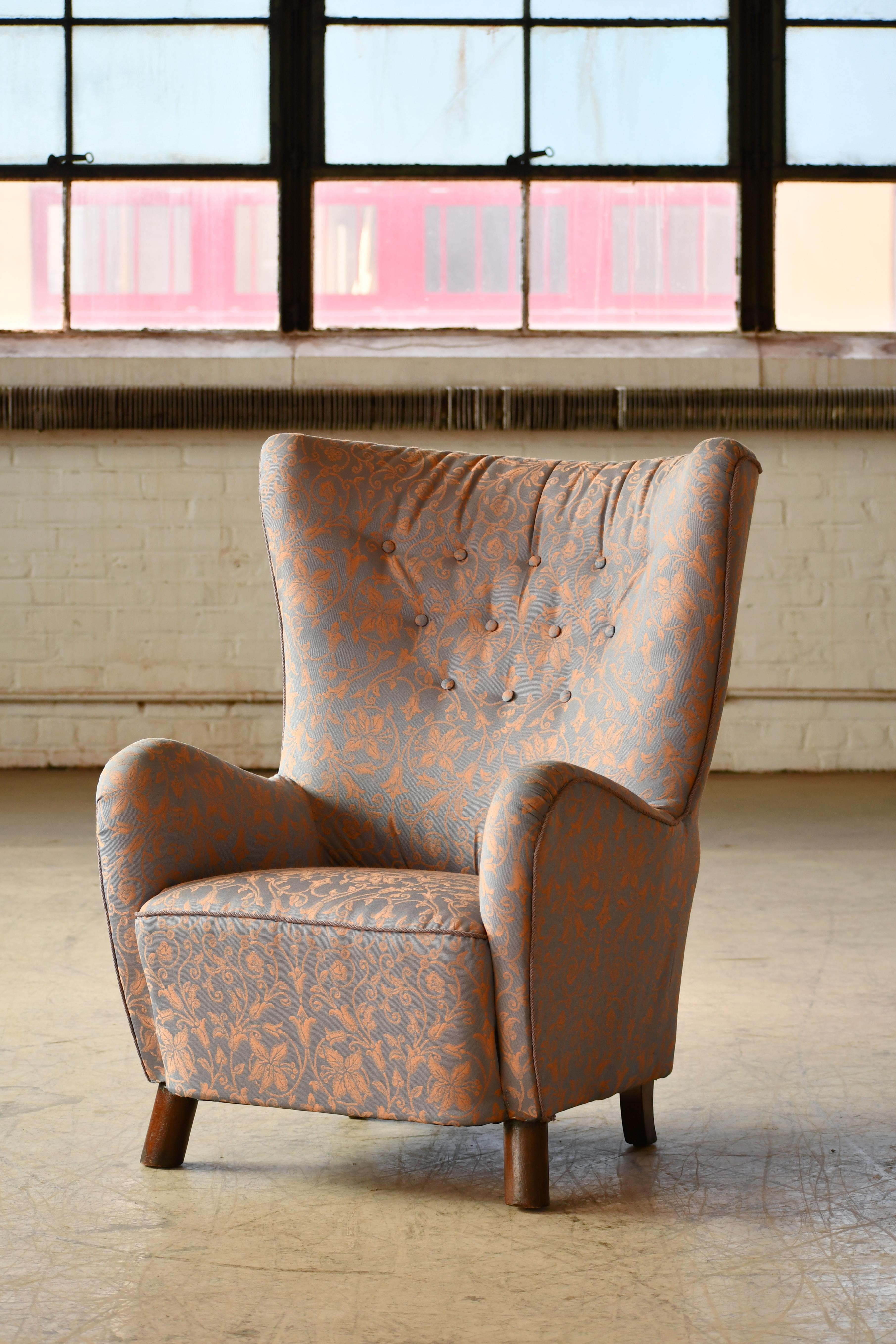 Mogens Lassen Style Danish 1940s Highback Lounge Chair  im Angebot 2