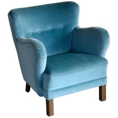 Mogens Lassen Style Danish 1940s Lounge or Club Chair in Mohair