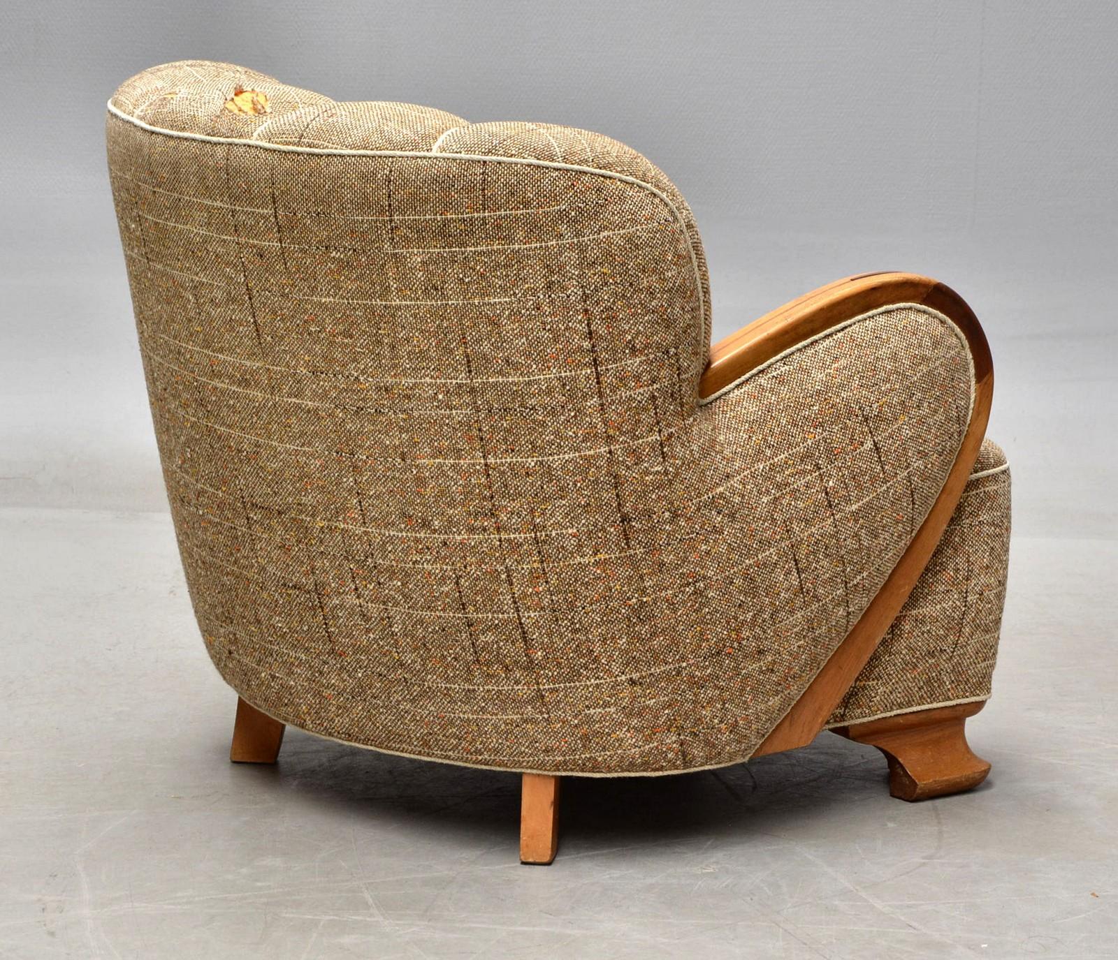 Elm Mogens Lassen Style Danish Midcentury Lounge or Club Chair, 1940s