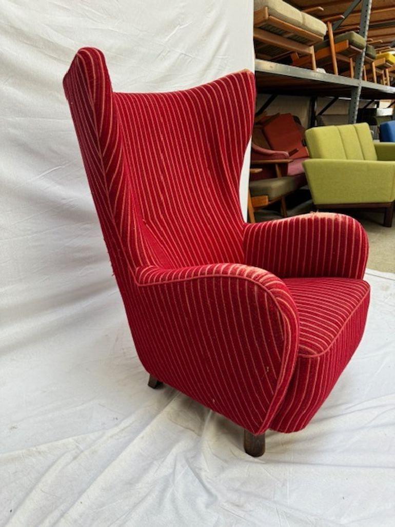 Loungesessel mit hoher Rückenlehne im Mogens Lassen-Stil (Mitte des 20. Jahrhunderts) im Angebot