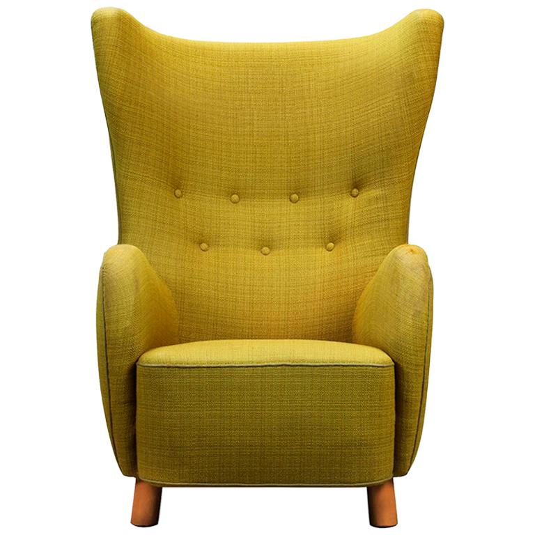 Mogens Lassen Style High-Backed Lounge Chair, Armchair, 1940, Danish Furniture