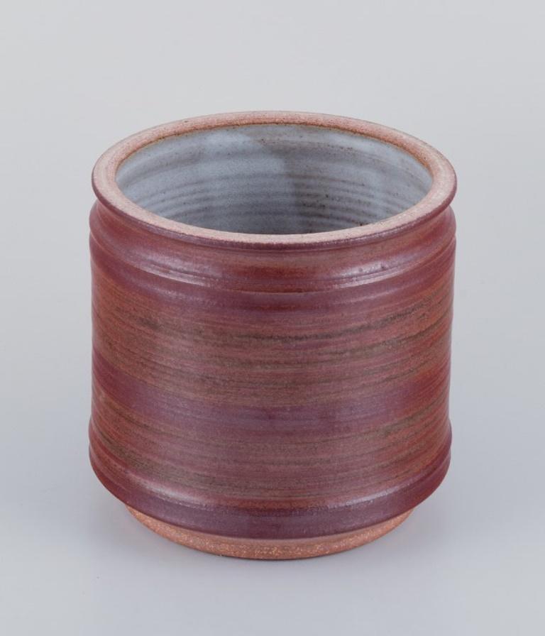 Danish Mogens Nielsen, Nysted, Denmark. Colossal handmade ceramic lidded jar. For Sale