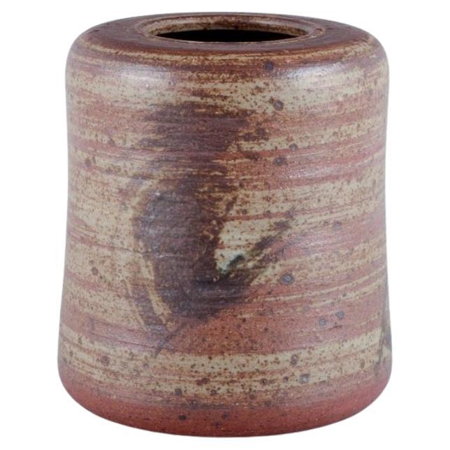Mogens Nielsen, Nysted, Denmark. Large vase in ceramic with brown glaze For Sale