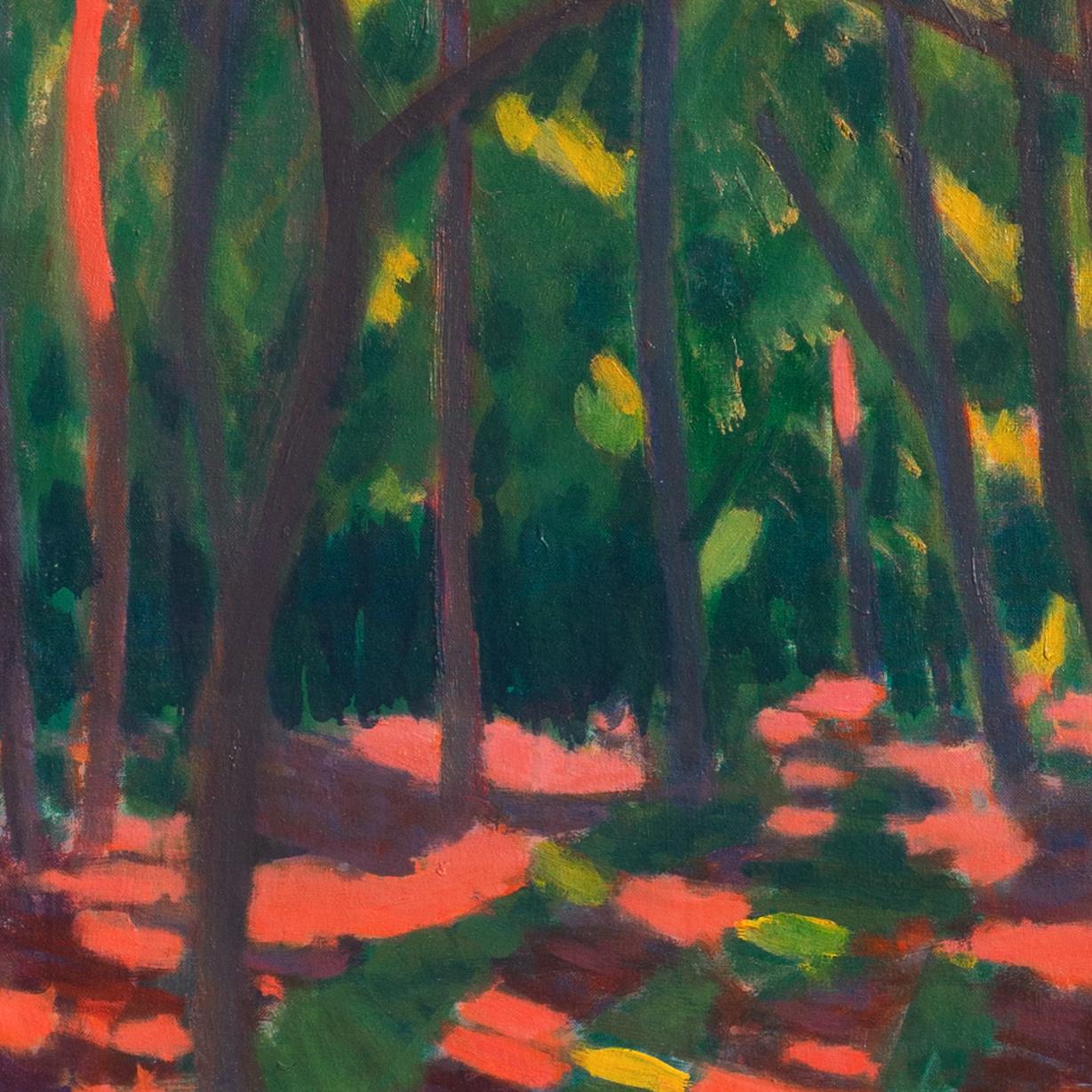 'Expressionist Woodland', Paris, Morocco, Danish Royal Academy, Charlottenborg - Black Abstract Painting by Mogens Valeur