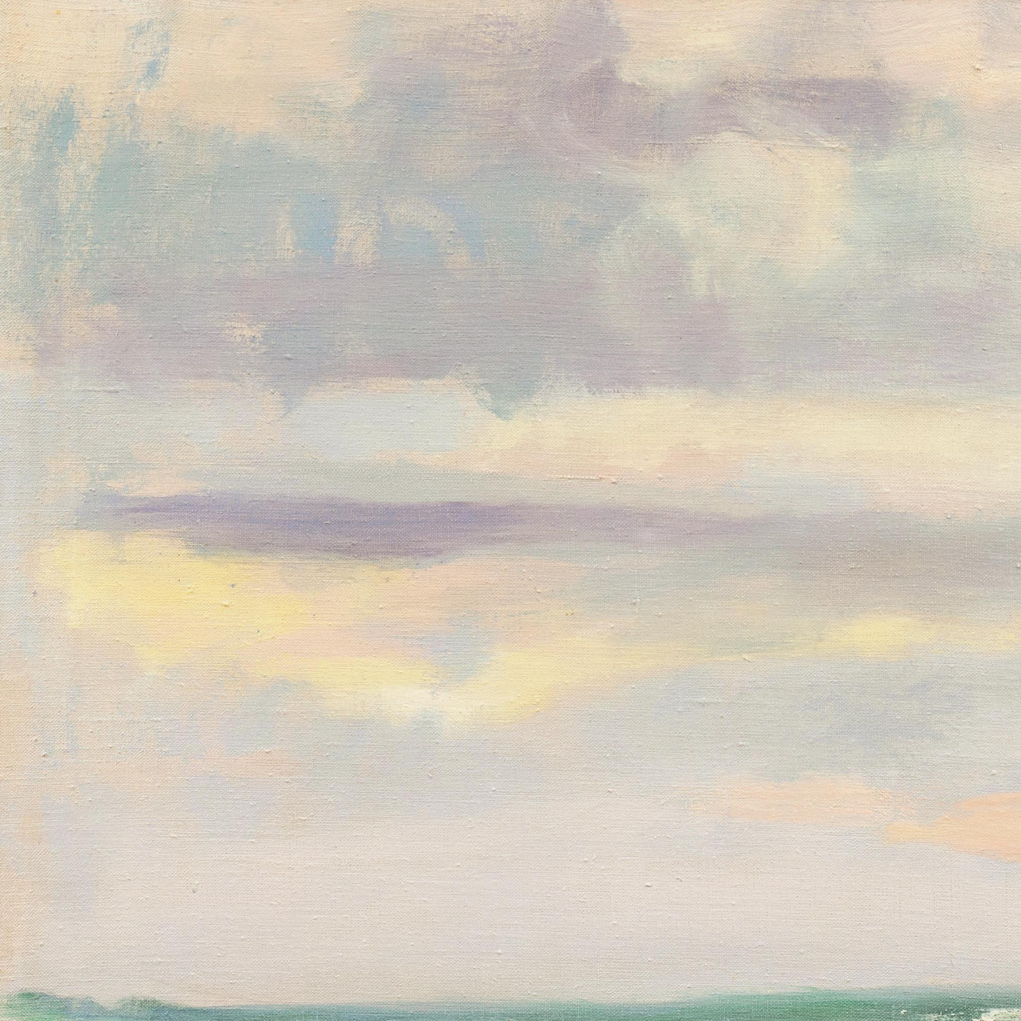 'Ocean Breakers at Sunset', Copenhagen Royal Academy, Charlottenborg Institute - Beige Landscape Painting by Mogens Valeur
