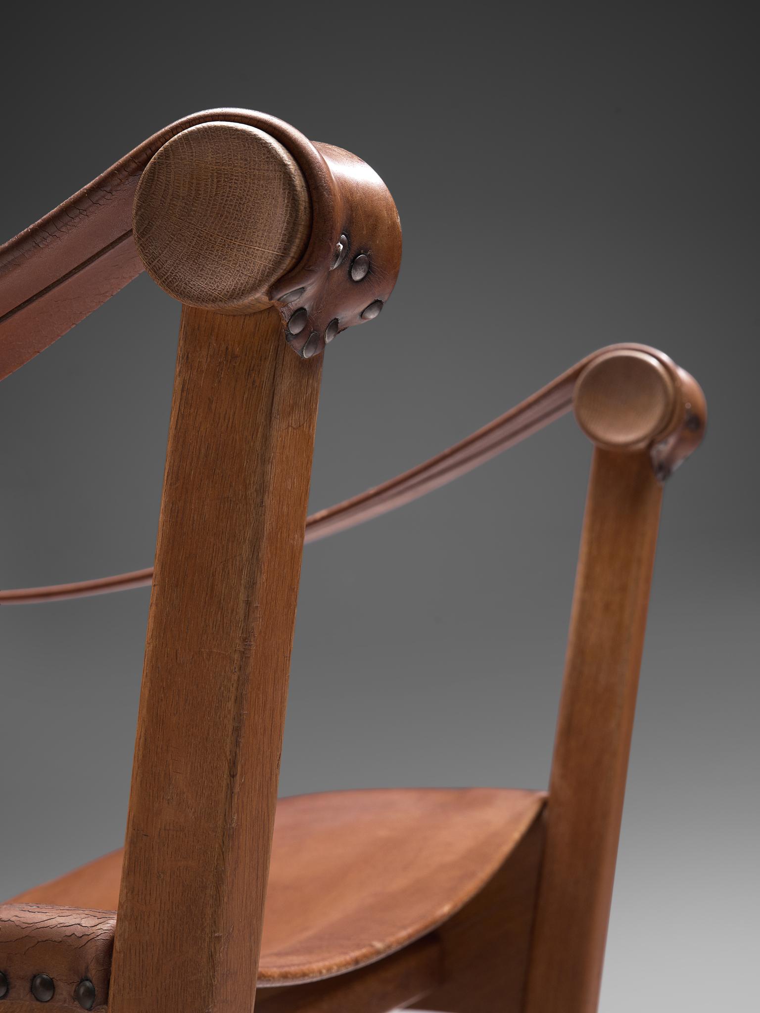 Mogens Voltelen 'Copenhagen Chair' in Original Leather and Lisa Johansson Lamp 3
