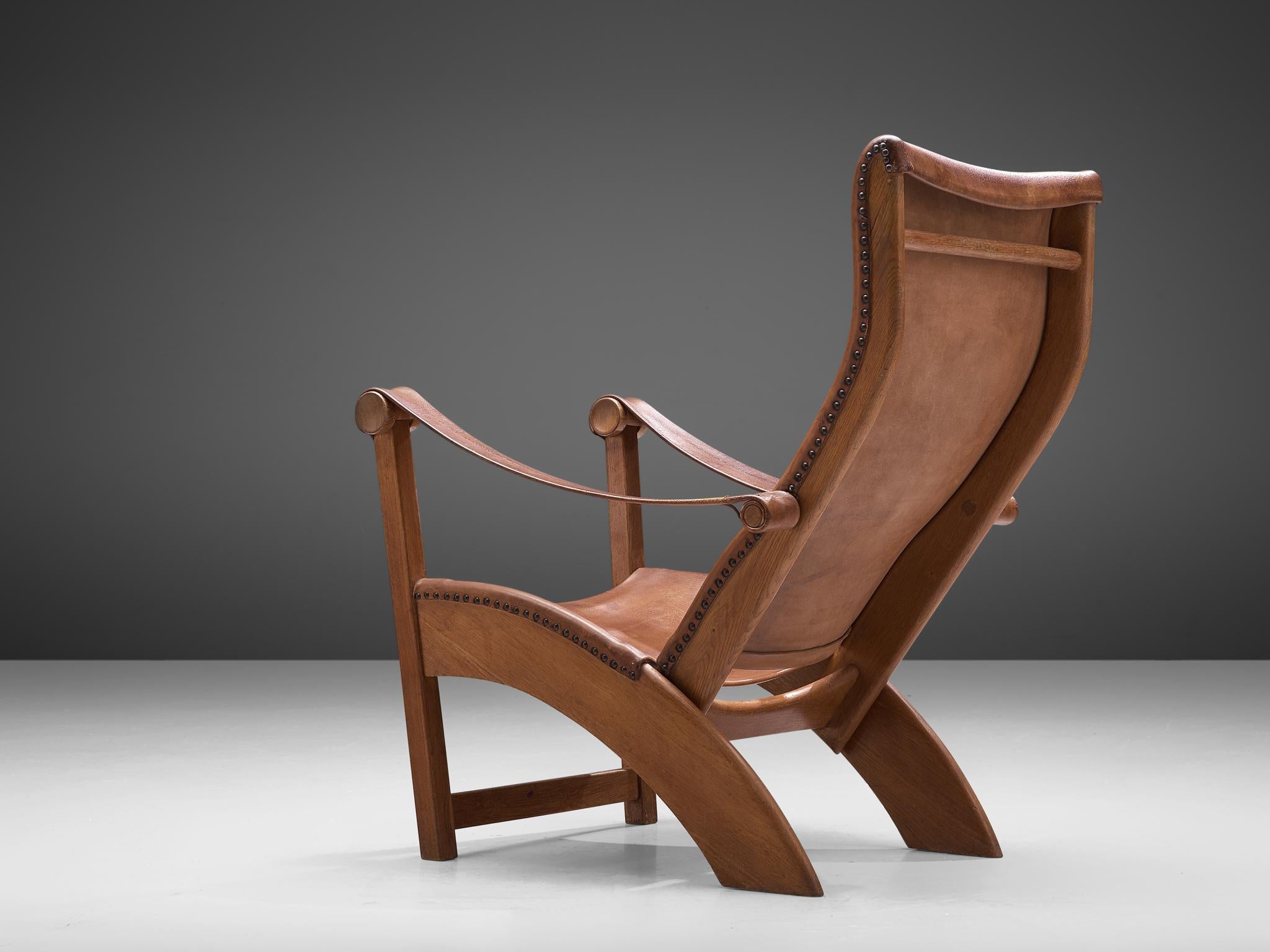 Mogens Voltelen 'Copenhagen Chair' in Original Leather and Lisa Johansson Lamp 5