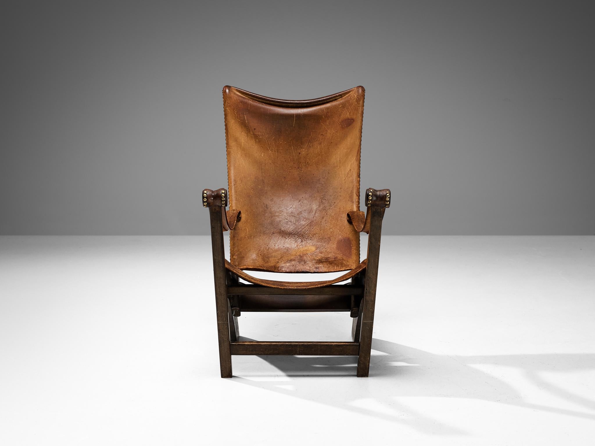 Danish Mogens Voltelen 'Copenhagen' Lounge Chair in Patinated Leather  For Sale