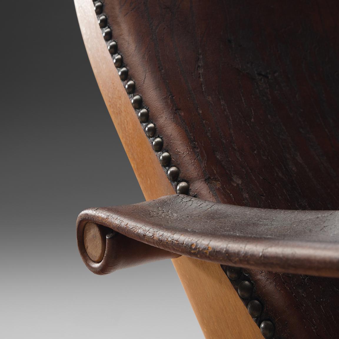 Mogens Voltelen for Niels Vodder 'Copenhagen Chair' in Original Leather In Good Condition In Waalwijk, NL