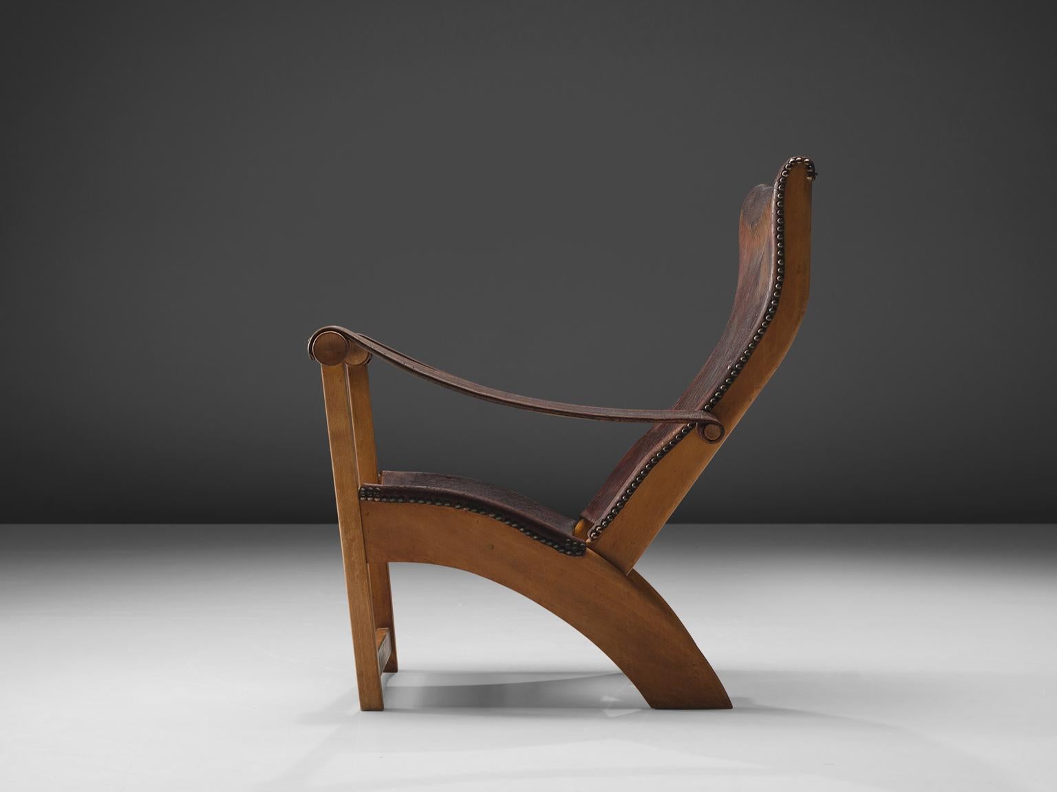 Mid-20th Century Mogens Voltelen for Niels Vodder 'Copenhagen Chair' in Original Leather