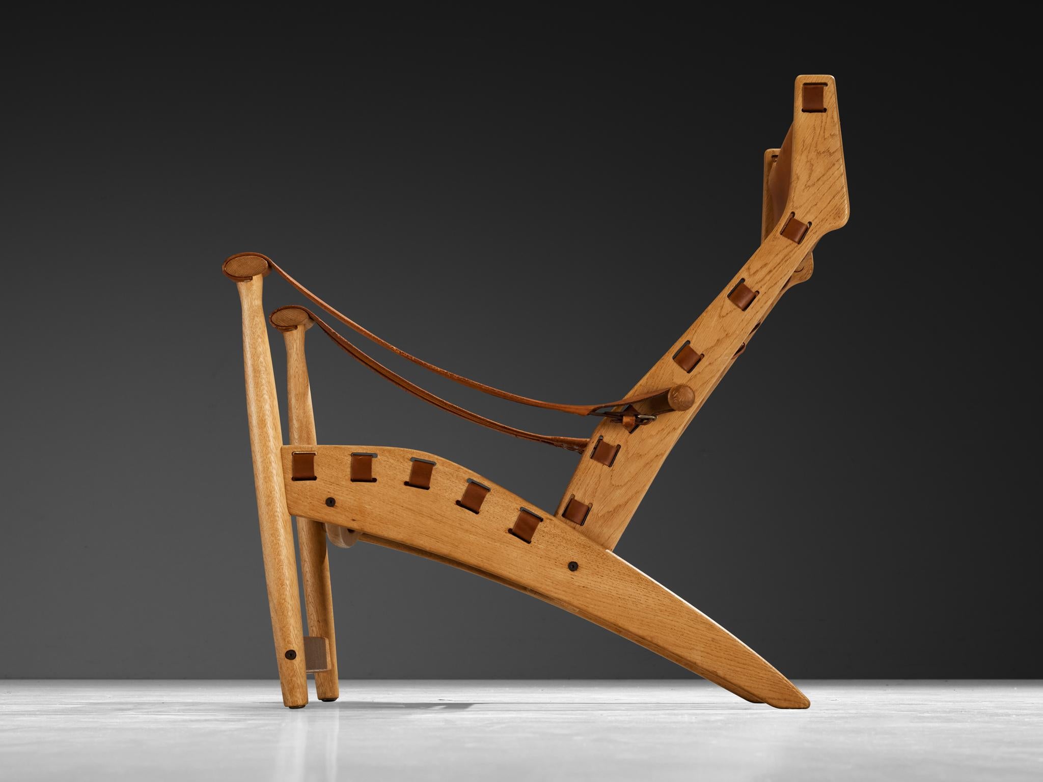 Mogens Voltelen per Niels Vodder Sedia da salotto 'Copenhagen II' in Oak e pelle In condizioni buone in vendita a Waalwijk, NL