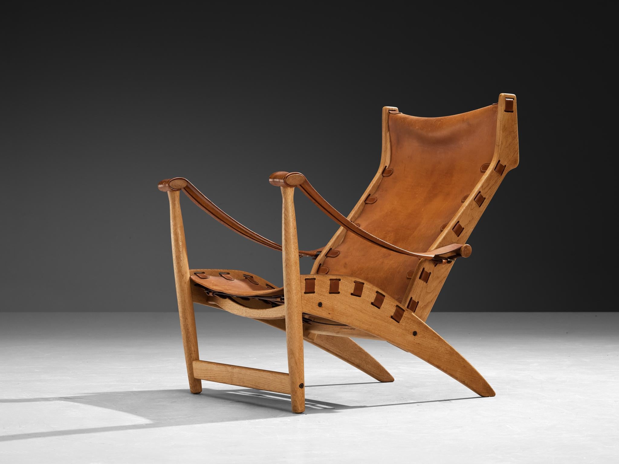 Mogens Voltelen per Niels Vodder Sedia da salotto 'Copenhagen II' in Oak e pelle in vendita 1