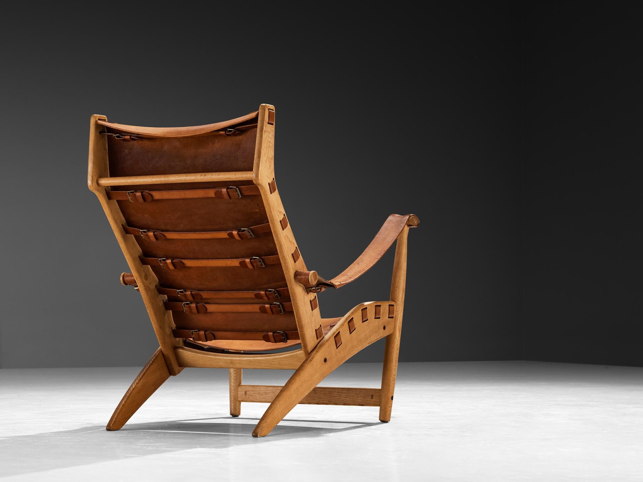 Mogens Voltelen per Niels Vodder Sedia da salotto 'Copenhagen II' in Oak e pelle in vendita 2