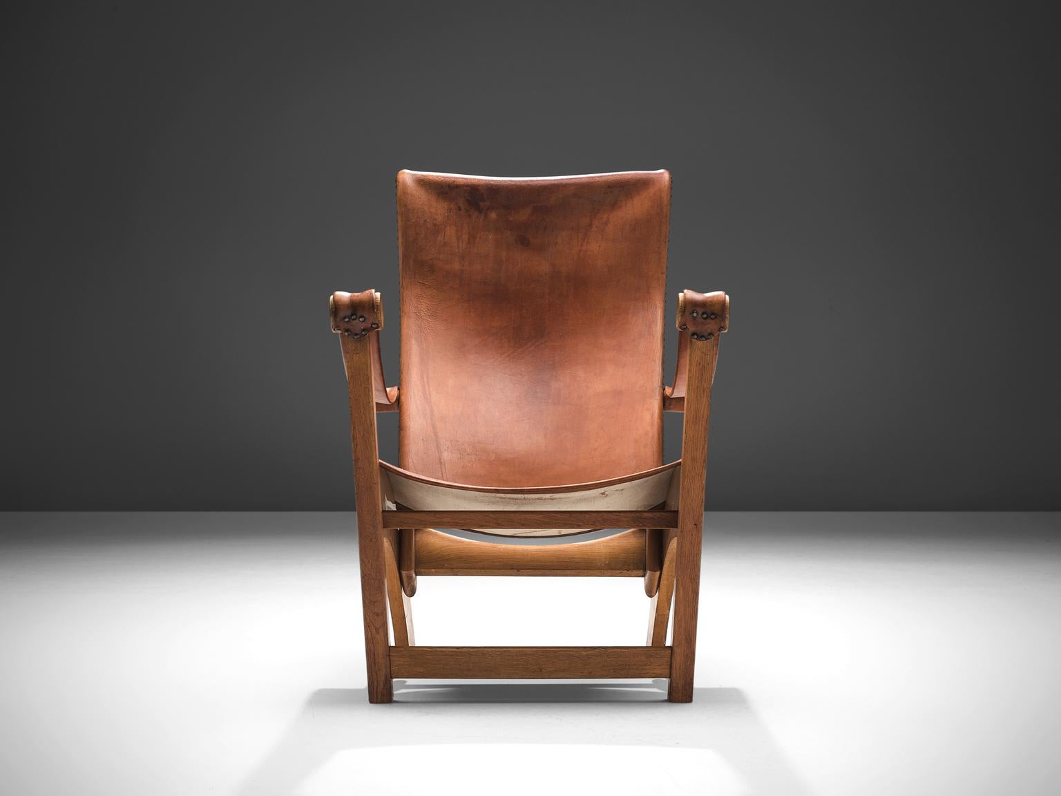 Mogens Voltelen for Niels Vodder Original Patinated 'Copenhagen Chair' In Good Condition In Waalwijk, NL
