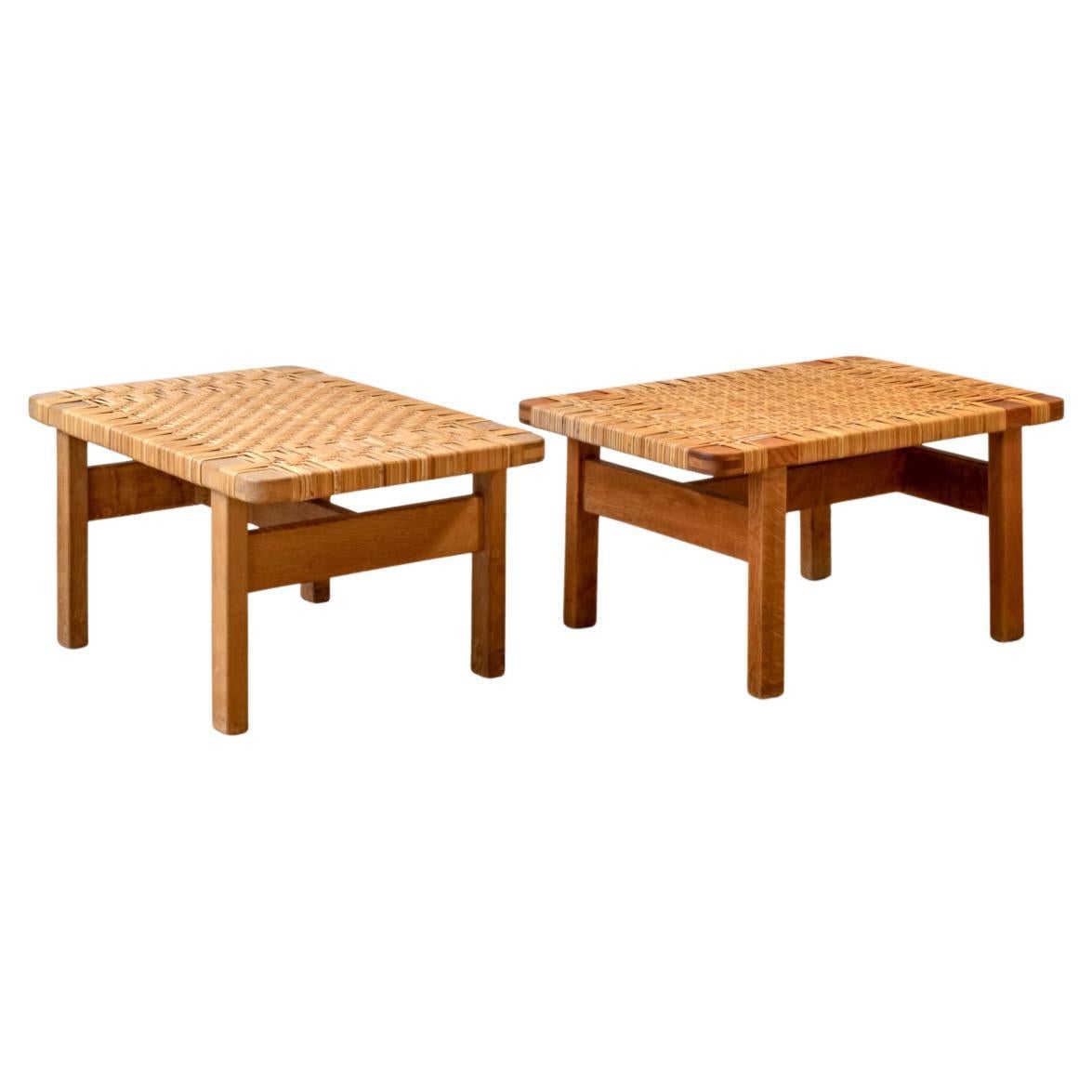 Tables basses Mogensensen 5273 en chêne et rotin