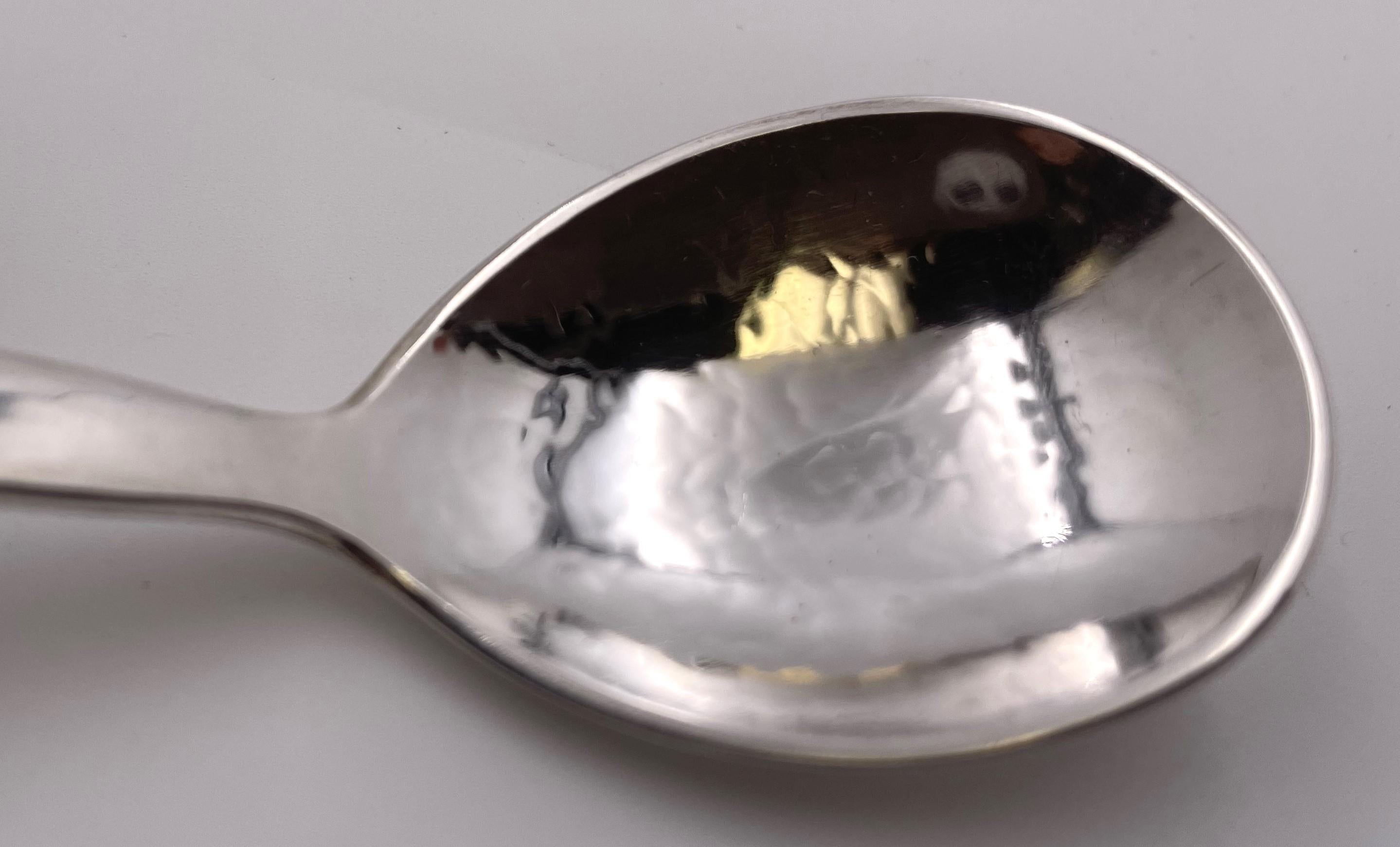 Danish Mogensen Jensen Blossom Style Sterling Silver Jam Serving Spoon #35 For Sale
