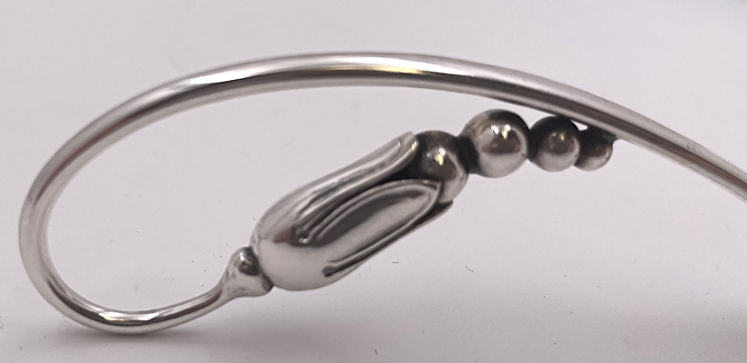 Hammered Mogensen Jensen Blossom Style Sterling Silver Serving Ladle Spoon For Sale