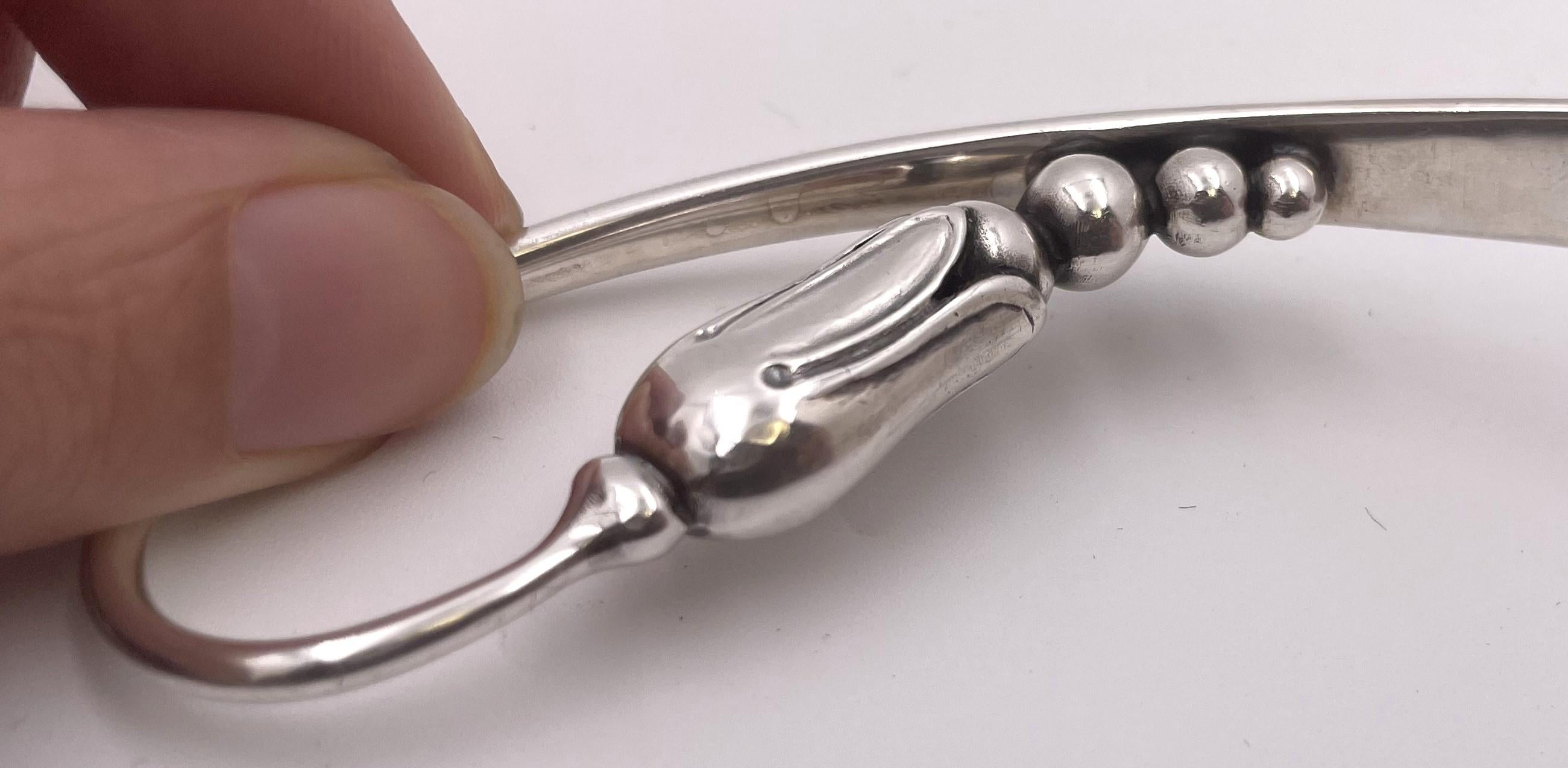 Mogensen Jensen Blossom Style Sterling Silver Serving Ladle Spoon In Good Condition For Sale In New York, NY