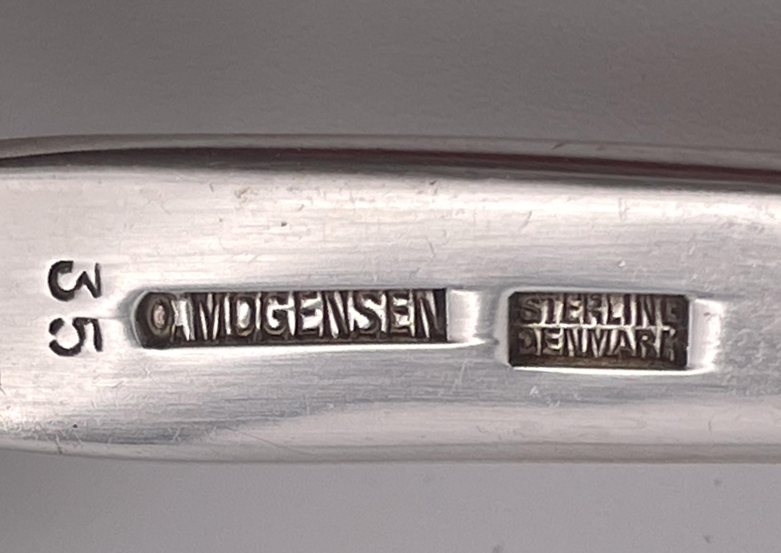 20th Century Mogensen Jensen Blossom Style Sterling Silver Serving Ladle Spoon For Sale