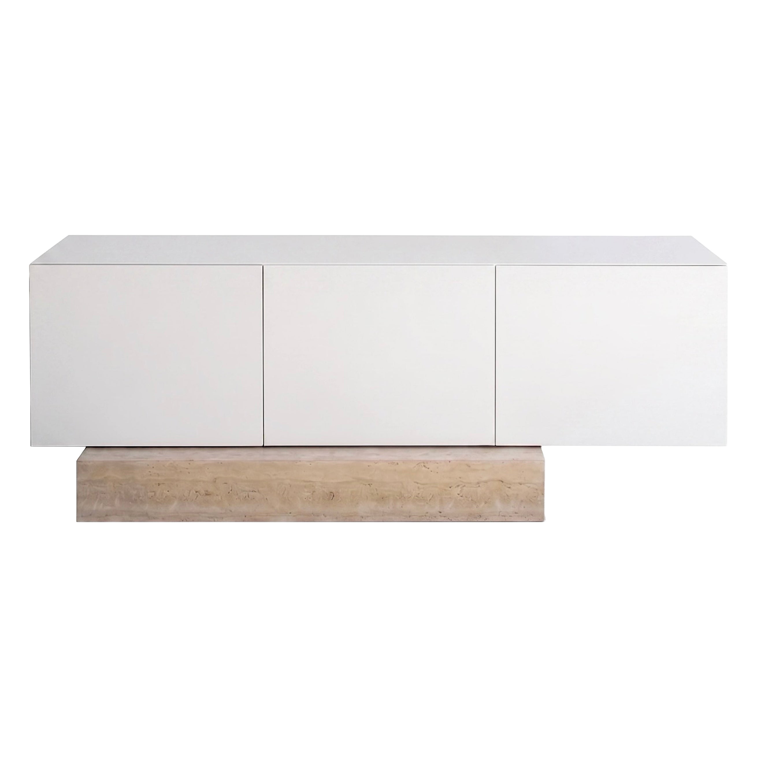 Modern Travertine Marble and Matt Lacquered Sideboard Buffet Mogg Block RAL 9016