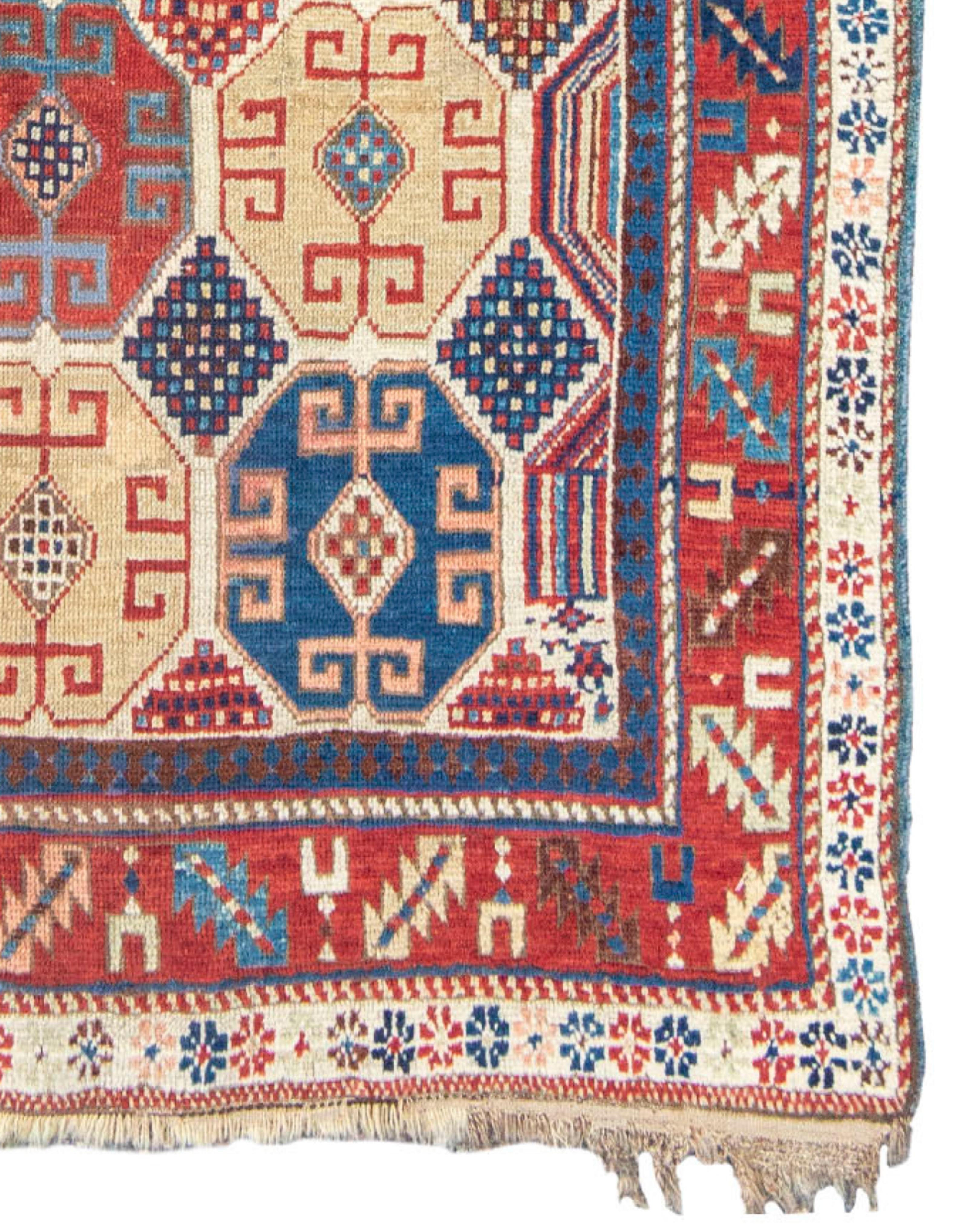 Exceptional Antique Caucasian Moghan Prayer Rug, 19th Century

This is an extremely interesting and atypical example from the Moghan district of the Trans Caucasus region. Instead of the more typical ‘memling göl’ pattern, this rug depicts a