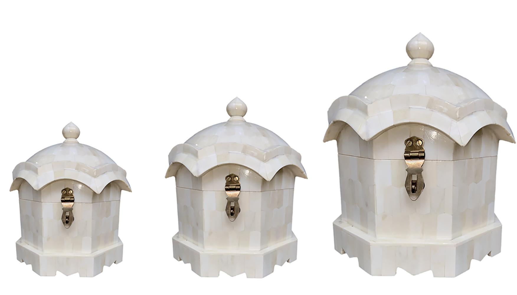 Contemporary Moghul Style Maharani Jewelry Box with Bone Marquetry
