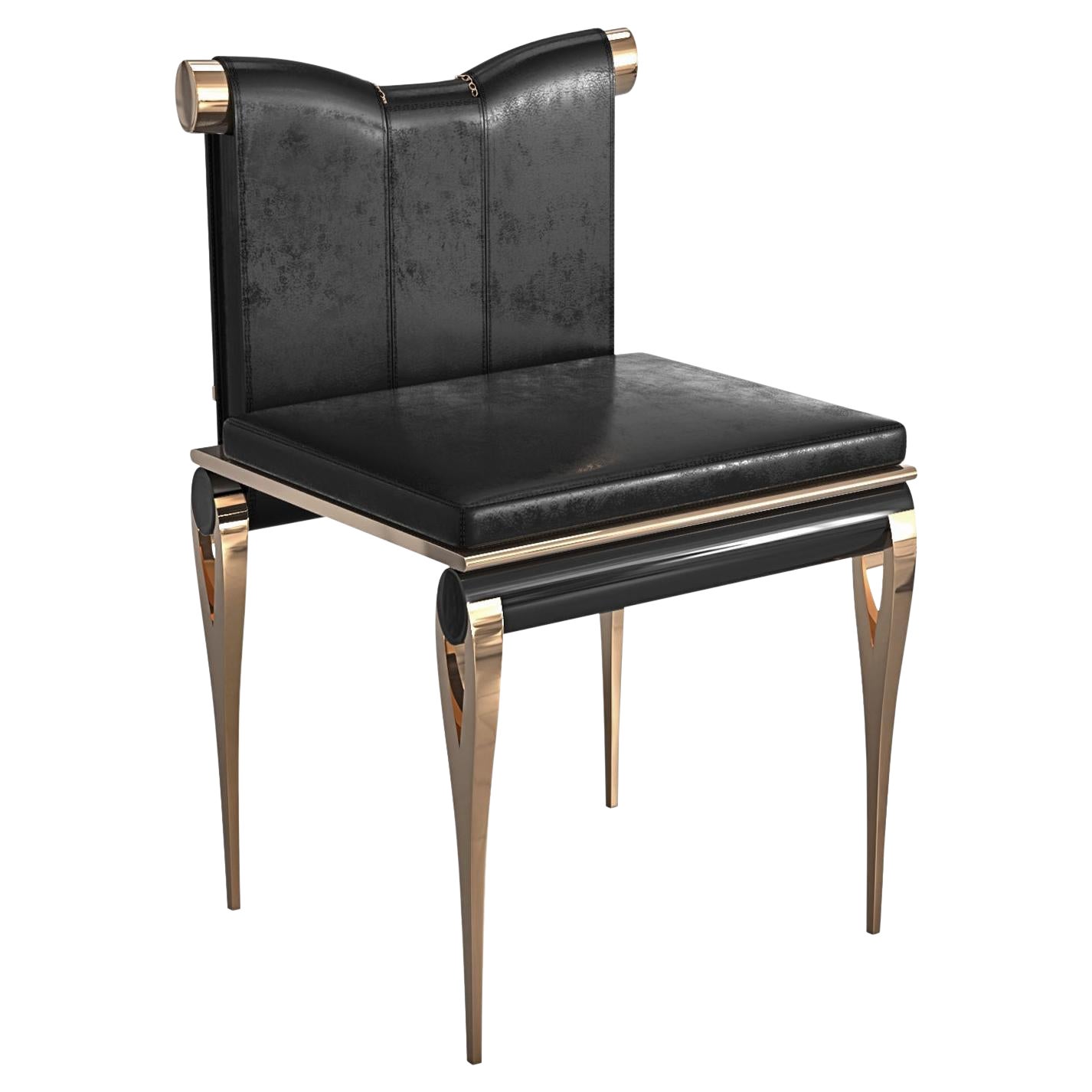„Moglie“-Stuhl, achtteilig, Bronze und exklusives Accessoire, handgefertigt, Istanbul