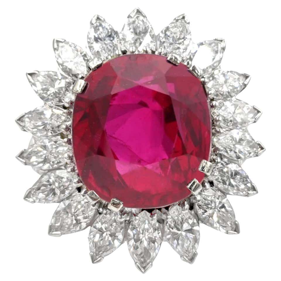 GUBELIN 5 Carat Burma Ruby No Heat Diamond Platinum Gold Ring For Sale ...