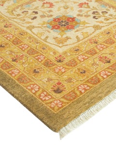 Mogul Hand-Knotted Wool Area Rug, Green, 12' x 18', Modern Design