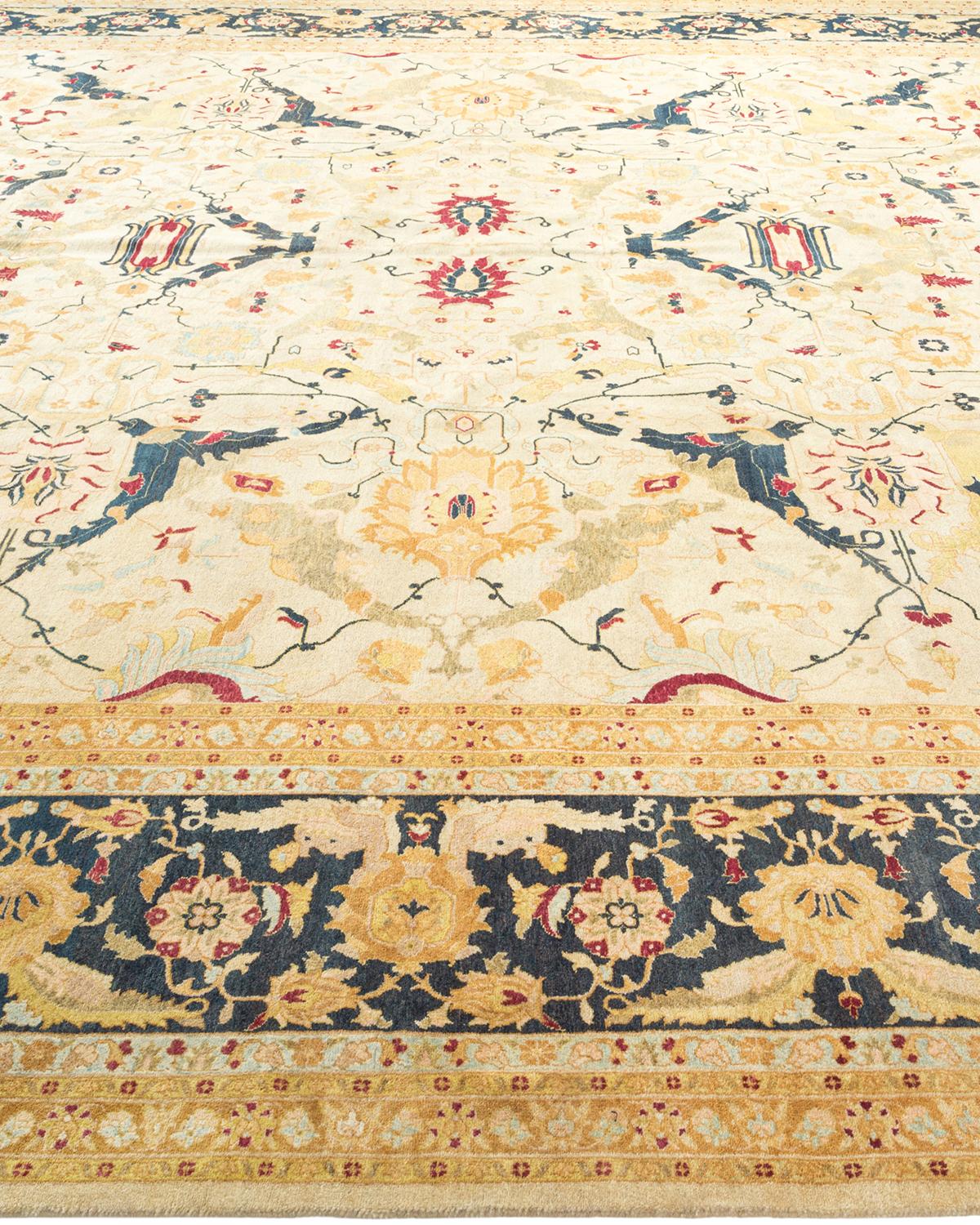 Mogul, One-of-a-Kind Hand-Knotted Area Rug , Ivory In New Condition For Sale In Norwalk, CT
