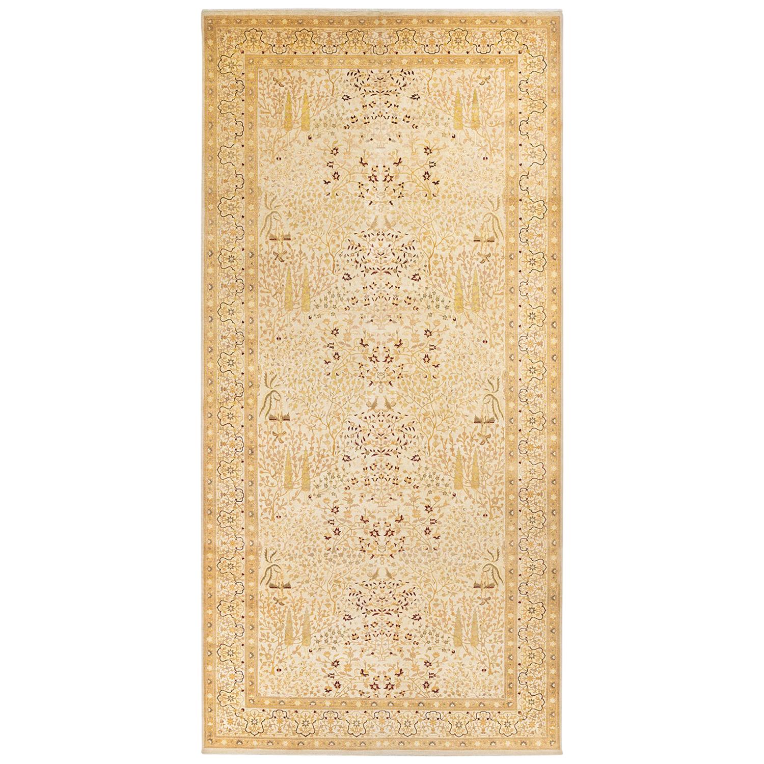 Mogul, One-of-a-kind Hand-Knotted Area Rug  - Ivory, 8' 1" x 17' 0" For Sale