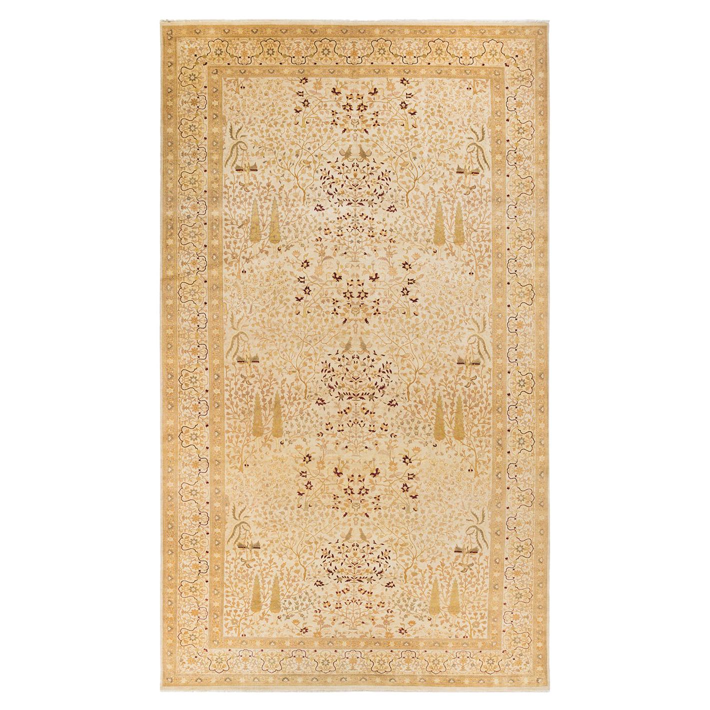 Mogul, One-of-a-Kind Hand-Knotted Area Rug  - Ivory, 9' 4" x 16' 10" For Sale