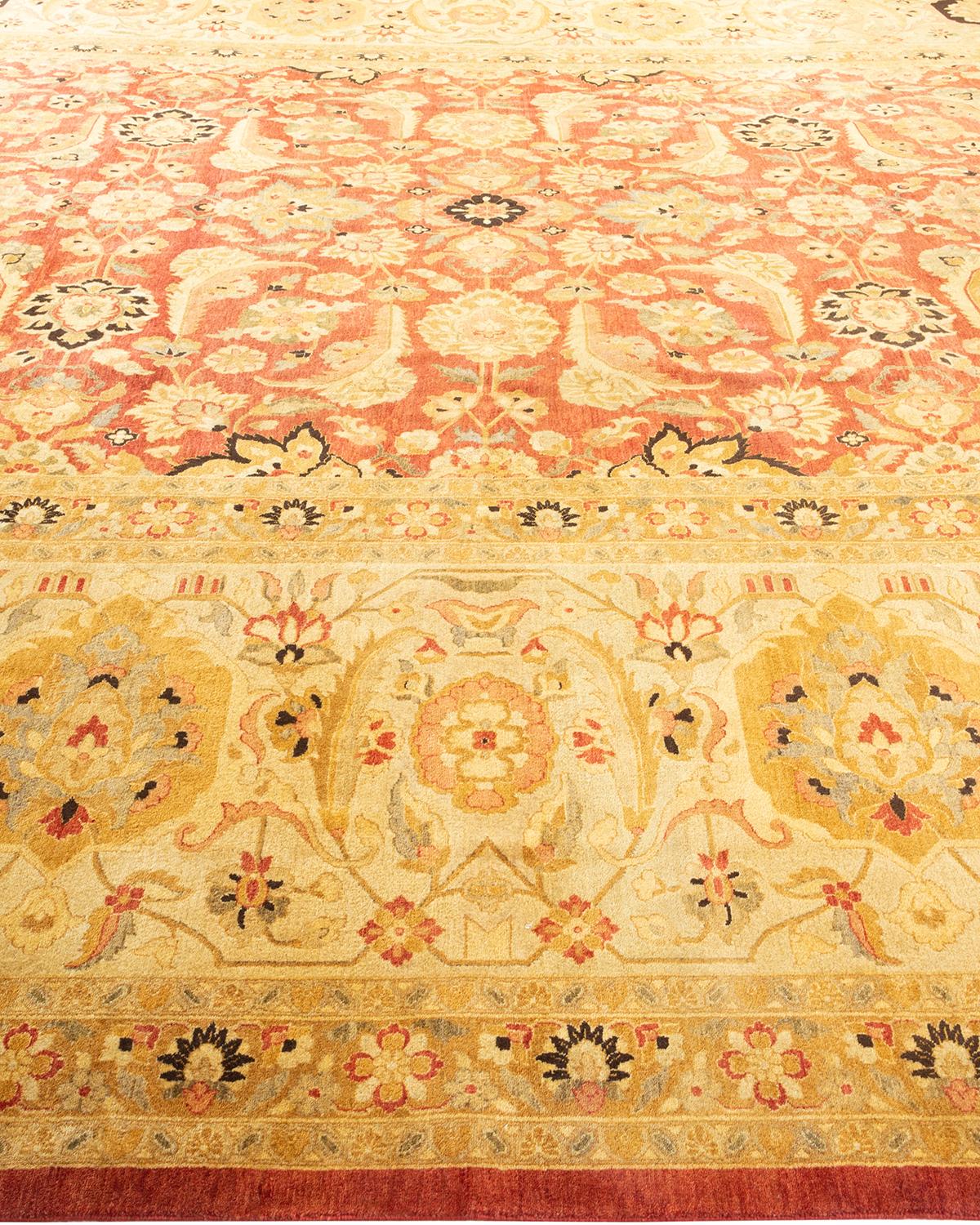 Mogul, One-of-a-Kind Hand-Knotted Area Rug, Orange In New Condition For Sale In Norwalk, CT