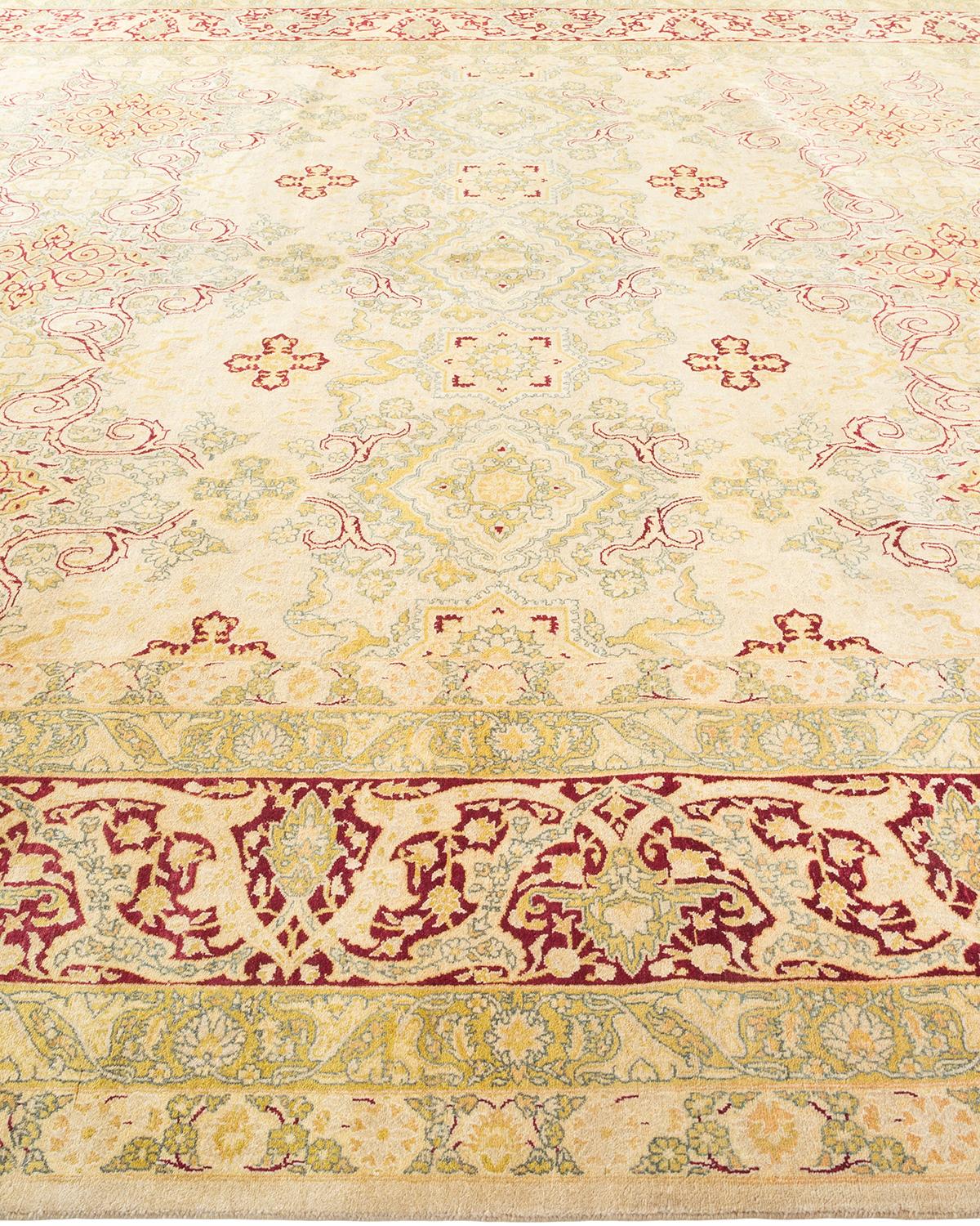 Mogul, One-of-a-Kind Hand-Knotted Area Rug, Yellow In New Condition For Sale In Norwalk, CT