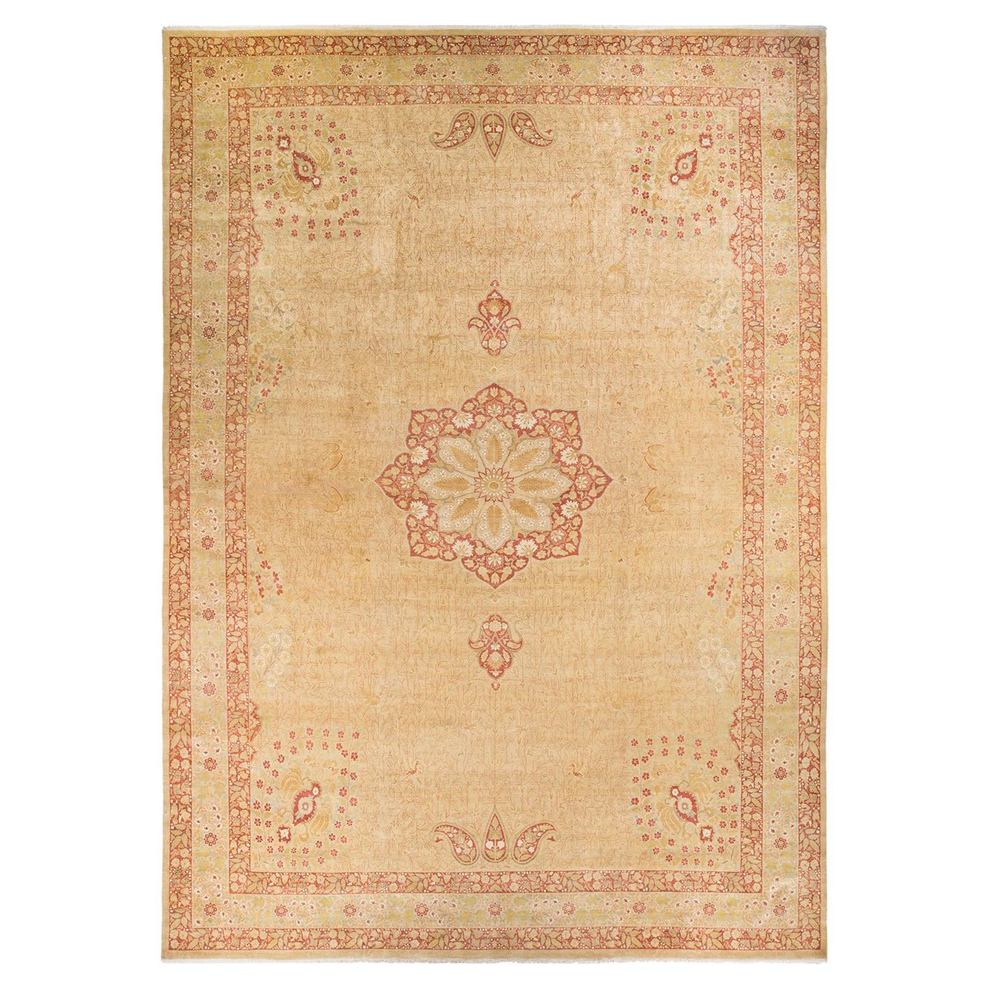 Mogul, One-of-a-Kind Hand-Knotted Area Rug, Yellow For Sale