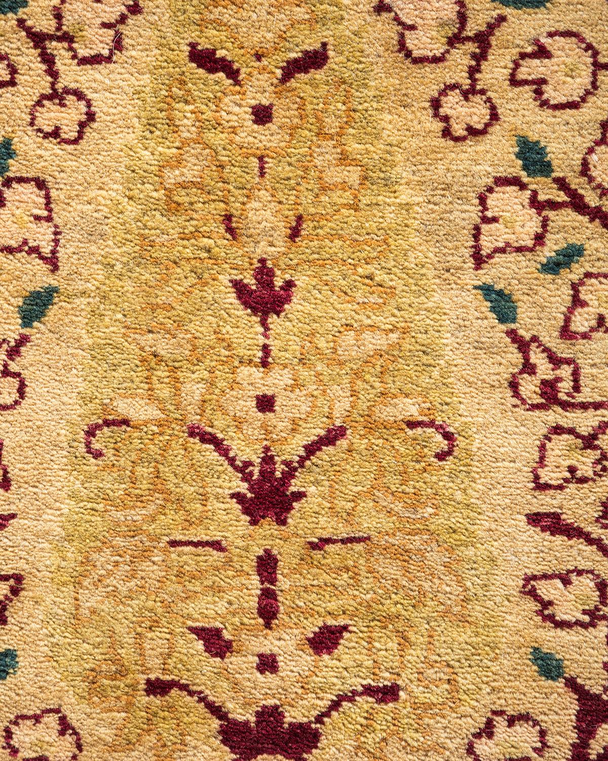 Pakistani Mogul, One-of-a-Kind Hand-Knotted Area Rug, Yellow For Sale