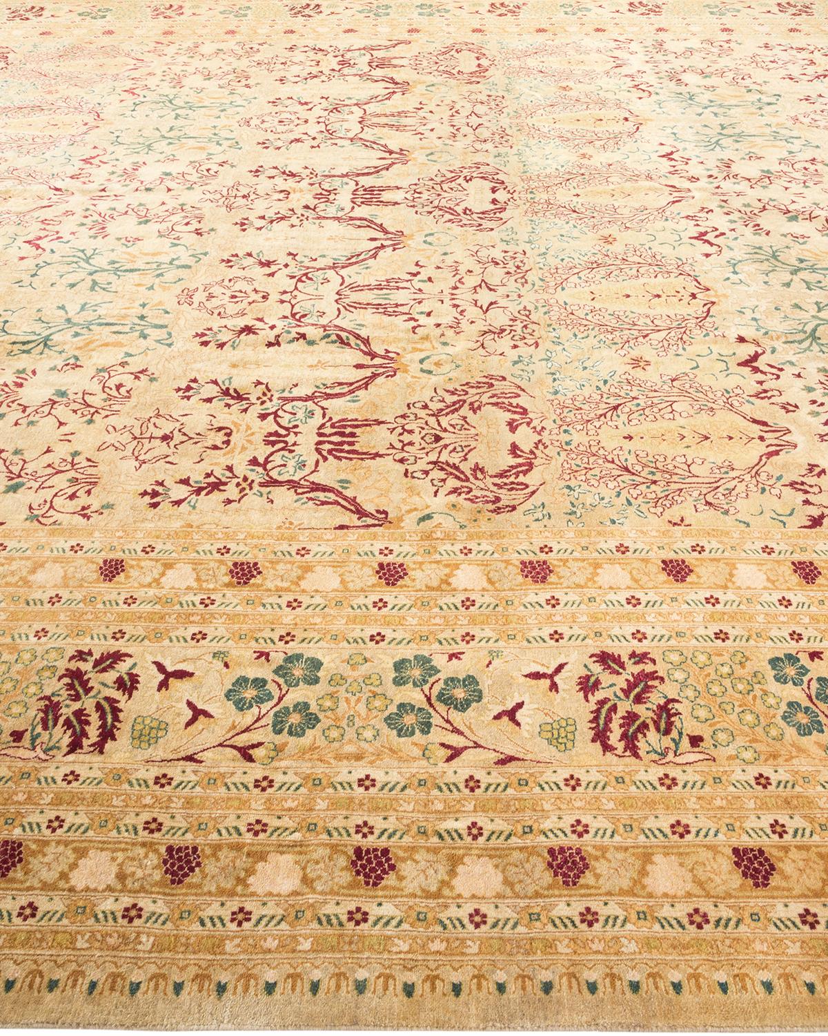 Mogul, One-of-a-Kind Hand-Knotted Area Rug, Yellow In New Condition For Sale In Norwalk, CT